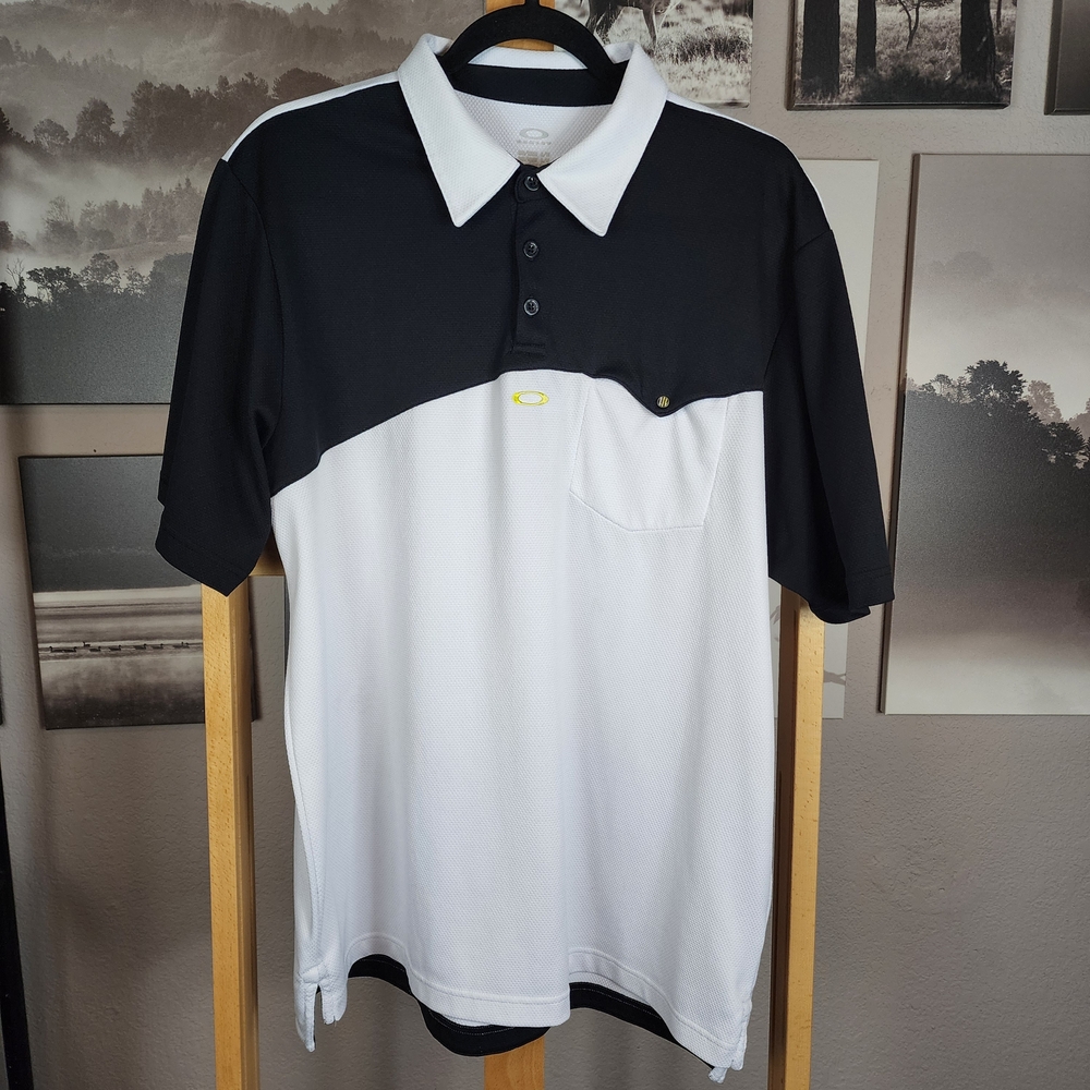 Oakley Black and White Men's Polo Shirt